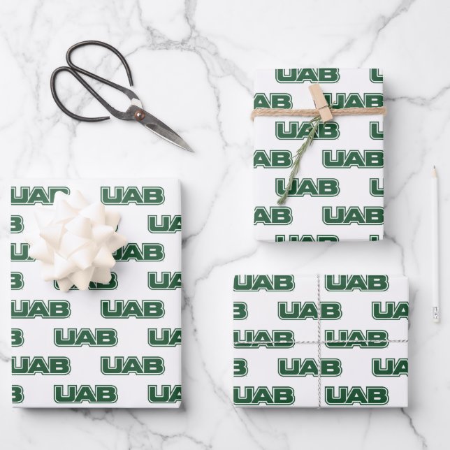 UAB Bold Block Letter Logo Wrapping Paper Sheets (Front)