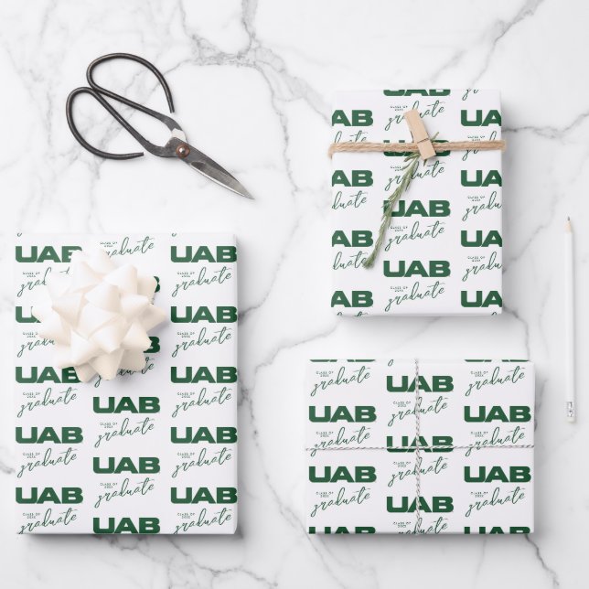 UAB Bold Block Letter Logo Wrapping Paper Sheets (Front)