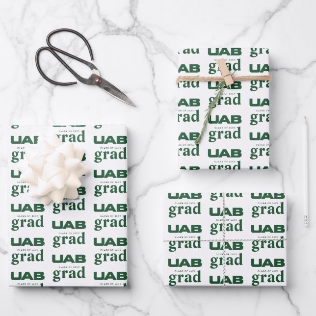 UAB Bold Block Letter Logo Wrapping Paper Sheets (Front)