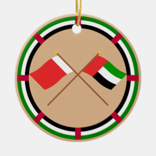 UAE and Dubai Crossed Flags Ceramic Ornament