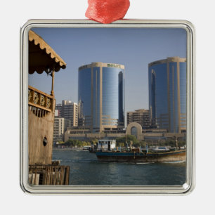 UAE, Dubai, Dubai Creek. Dhow cruises channel Metal Ornament