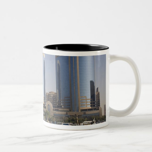 UAE, Dubai, Dubai Creek. Dhow cruises channel Two-Tone Coffee Mug (Right)