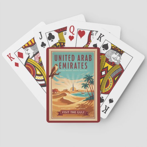 UAE Dubai Falcon Desert Illustration Travel Art Poker Cards