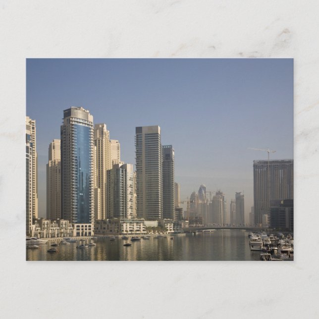 UAE, Dubai. Marina towers with boats at anchor. Postcard (Front)