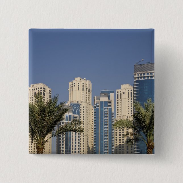 UAE, Dubai. Towers of Jumeirah Beach Residence Pinback Button (Front)