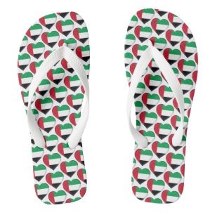 UAE Flag Colors Hearts Pattern Patriotic Flip Flops