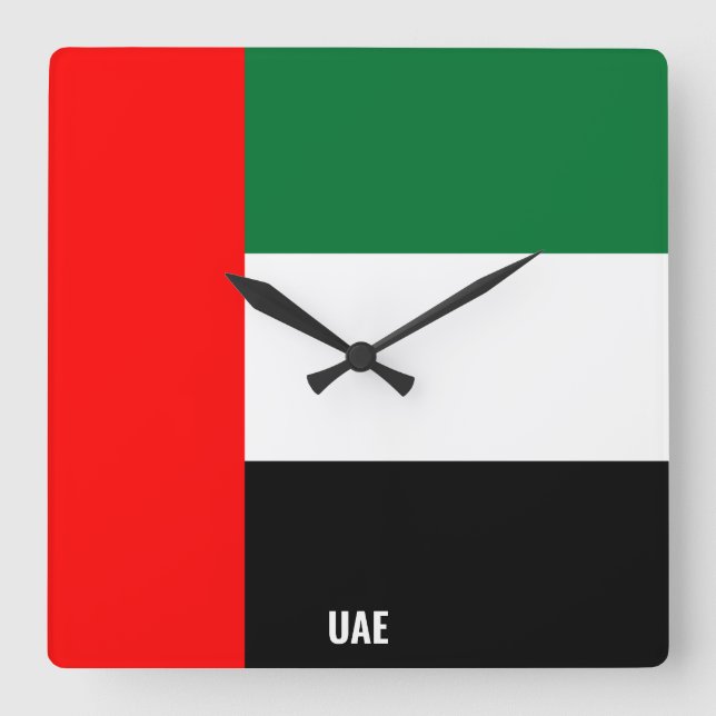 UAE Flag Dazzling Patriotic Square Wall Clock (Front)