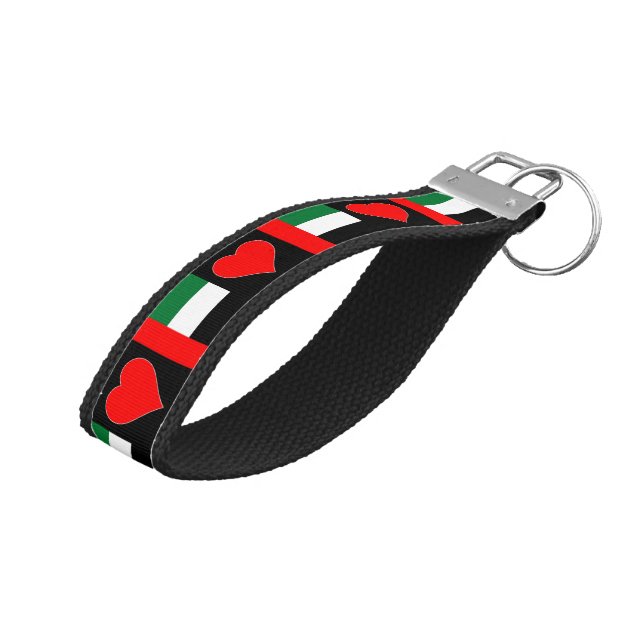 UAE Flag Fun Patriotic United Arab Emirates Pride Wrist Keychain (Angled Up)