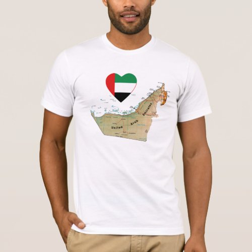 UAE Flag Heart and Map T_Shirt