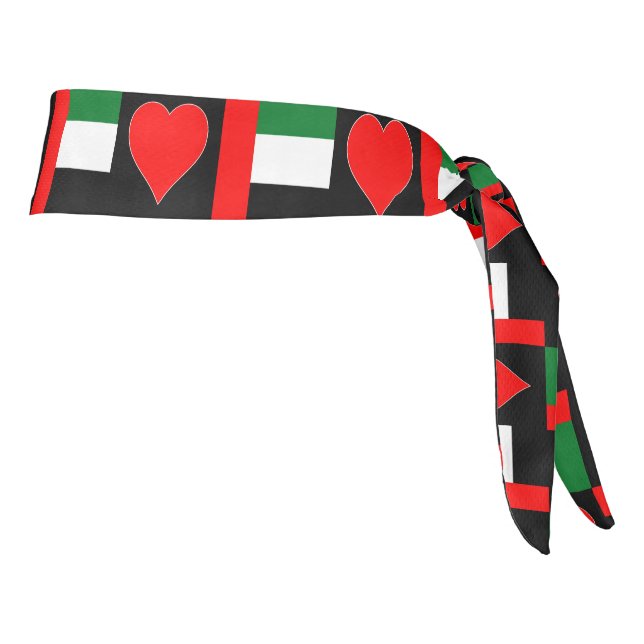 UAE Flag Heart Love United Arab Emirates Pride Tie Headband (Rotate 90)