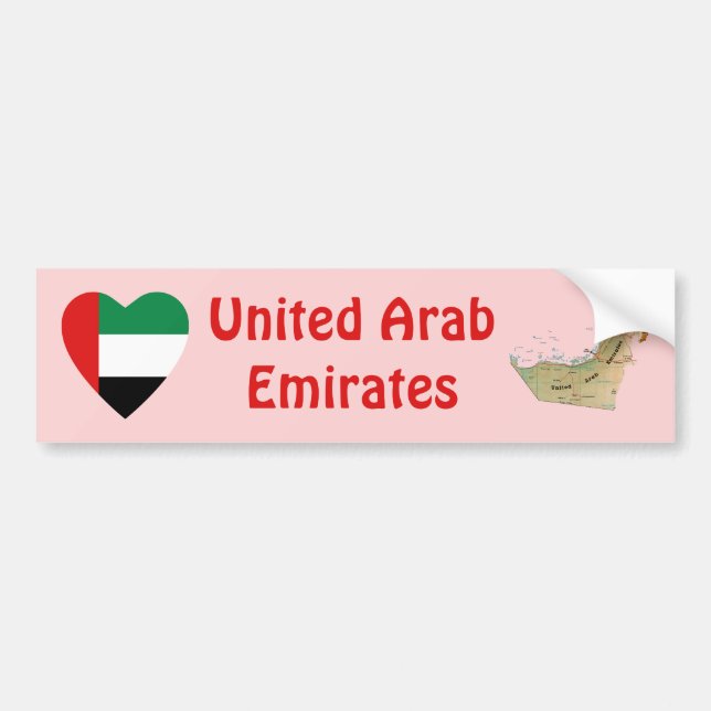 UAE Flag Heart + Map Bumper Sticker (Front)