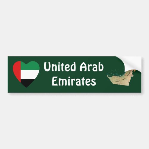 UAE Flag Heart  Map Bumper Sticker