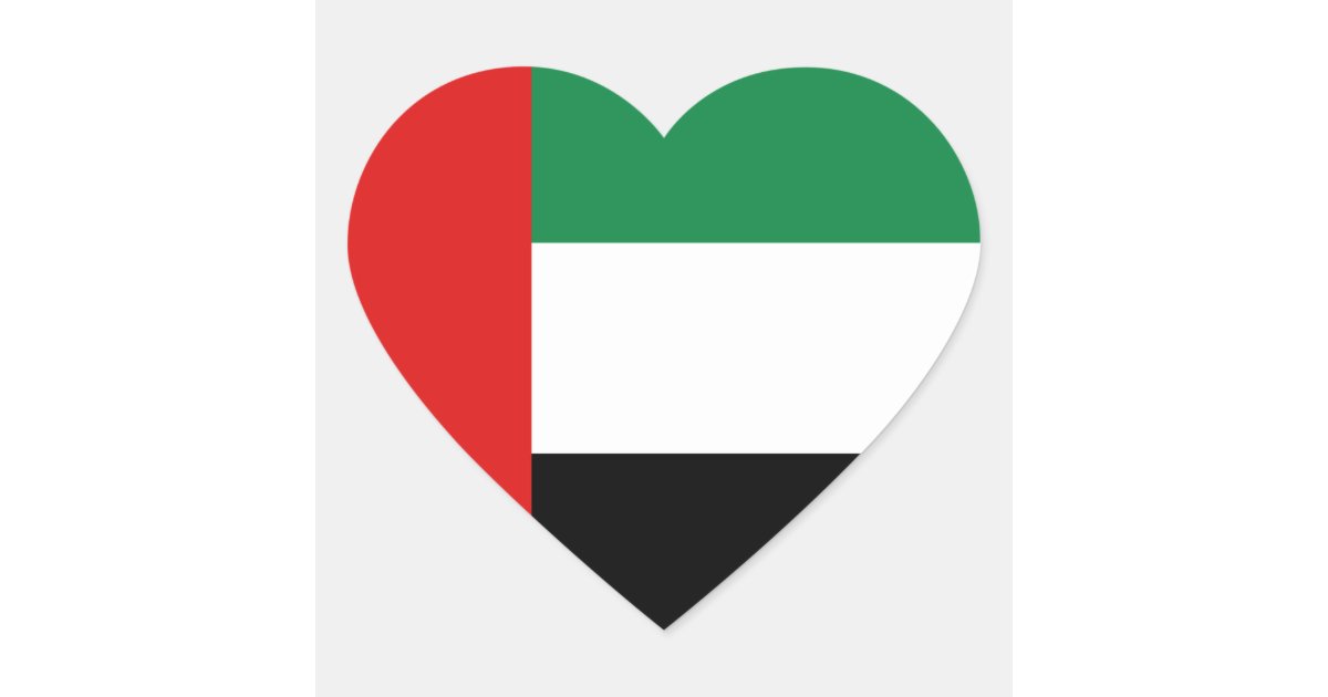 UAE Flag Heart Sticker Zazzle