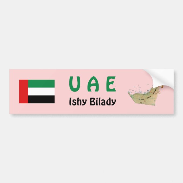 UAE Flag + Map Bumper Sticker (Front)