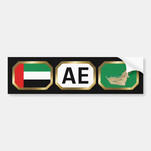 UAE Flag Map Code Bumper Sticker (Front)