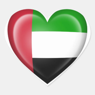 UAE Heart Flag on White Heart Sticker