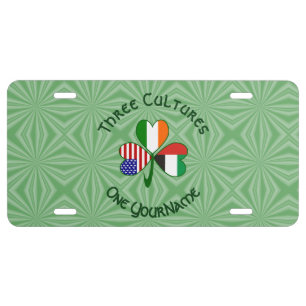 UAE Ireland USA Shamrock Flag Personalized License Plate