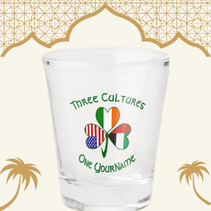 UAE Ireland USA Shamrock Flag Personalized Shot Glass