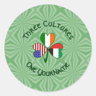 UAE Irish American Shamrock Flag Personalized  Classic Round Sticker