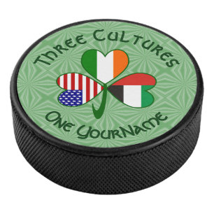 UAE Irish American Shamrock Flag Personalized  Hockey Puck