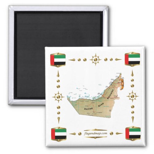UAE Map  Flags Magnet