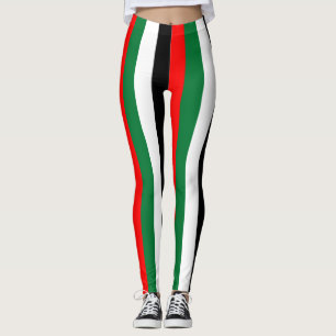 UAE National Flag Colors Vertical Striped Leggings