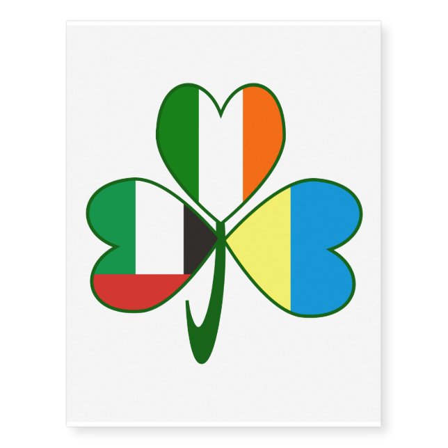 UAE UKraine Ireland Shamrock Temporary Tattoos (Front)