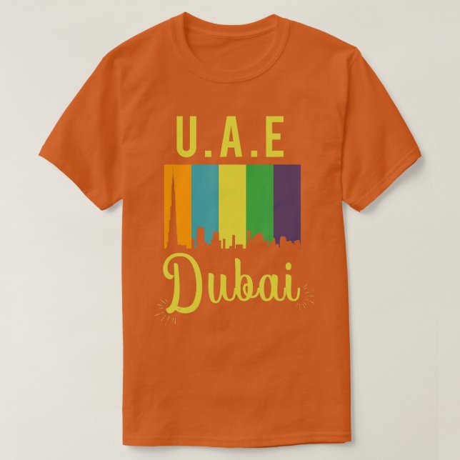 UAE United Arab Emirates Abu Dhabi Dubai Skyline H T-Shirt (Design Front)