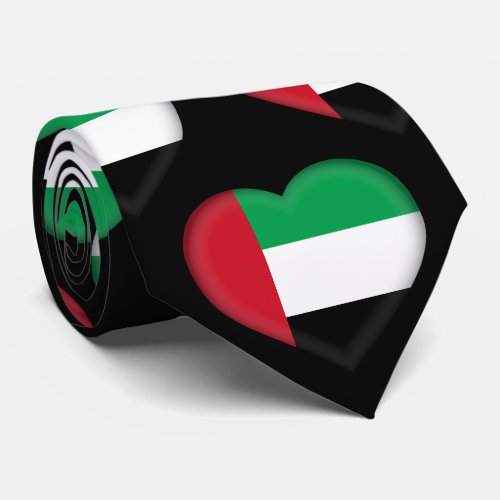 UAE United Arab Emirates Flag Colors Heart Pattern Neck Tie