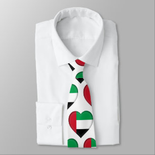 UAE United Arab Emirates Flag Colors Heart Pattern Neck Tie