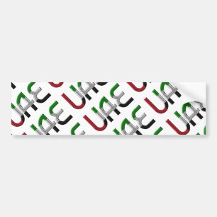 UAE United Arab Emirates Flag Colors Typography Bumper Sticker