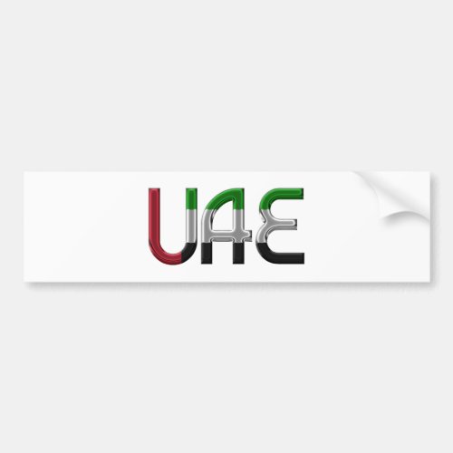 UAE United Arab Emirates Flag Colors Typography Bumper Sticker