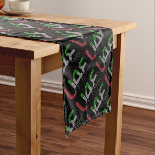 UAE United Arab Emirates Flag Colors Typography Long Table Runner