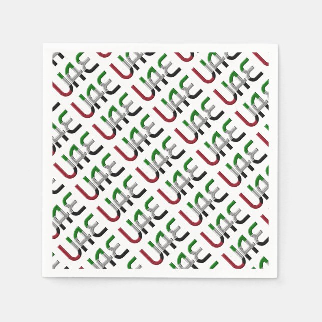 UAE United Arab Emirates Flag Colors Typography Napkins (Front)