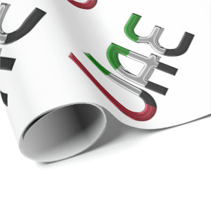 UAE United Arab Emirates Flag Colors Typography Wrapping Paper