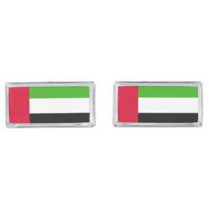 UAE United Arab Emirates Flag Silver Cufflinks