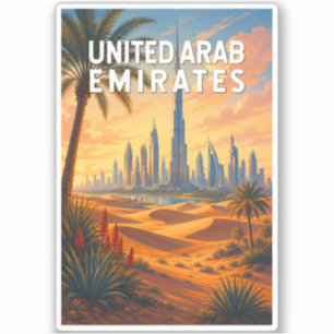 UAE United Arab Emirates Illustration Travel Art Sticker
