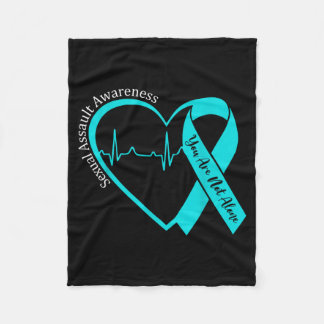 Ual Ault Awareness Month Heart Teal Ribbon Support Fleece Blanket