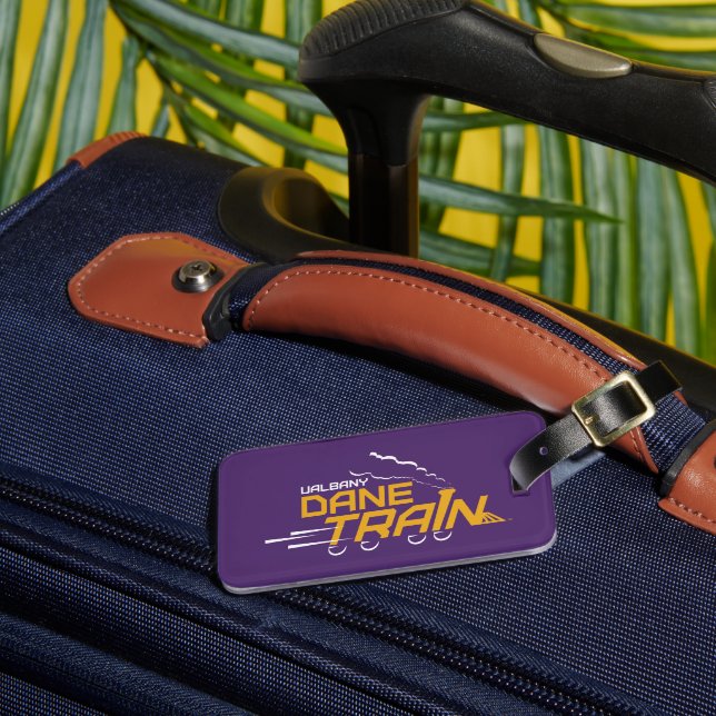 UAlbany Dane Train Logo Luggage Tag (Front Insitu 3)