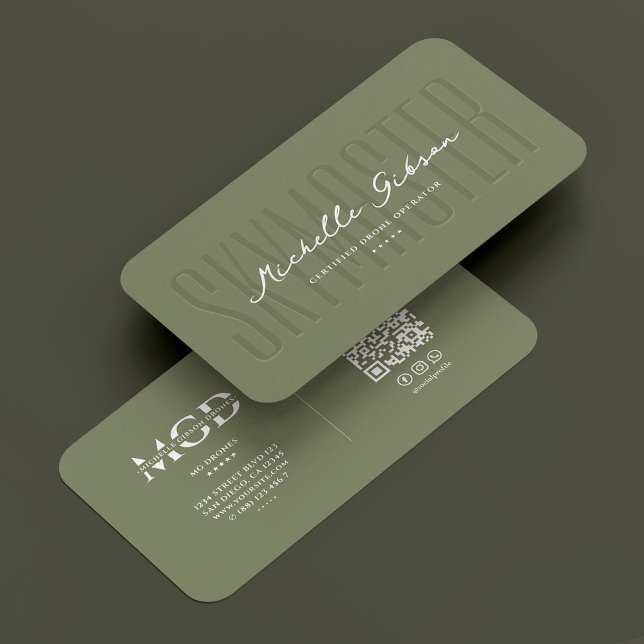 UAV Drone Pilot Operator Elegant Sage Modern Business Card (UAV Drone Pilot Operator Elegant Sage Modern Business Card
)