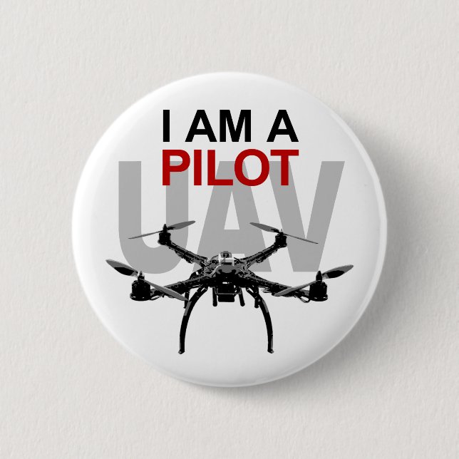 UAV Quadpilot Quadcopter Pilot Pinback Button (Front)