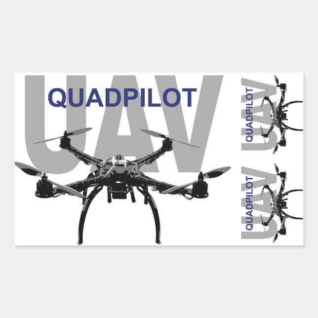 UAV Quadpilot Quadcopter Pilot Rectangular Sticker (Front)