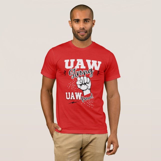 Uaw Strike Usa Flag Red Tee United Auto Workers Picket Sign T-shirt