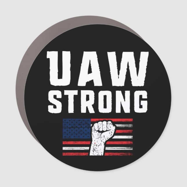 UAW Strong United Auto Workers Union Car Magnet (Front)