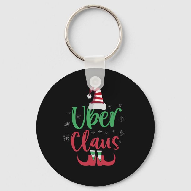 Uber Claus Funny Santa Family Matching Gift Keychain (Front)
