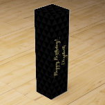 Uber Cool Black Triangles Personalized Birthday Wine Box<br><div class="desc">Create your own custom, personalized, classy, beautiful elegant faux gold typography / script, uber cool stylish black and grey triangles pattern, birthday wine / champagne gift box, with your personalized birthday wishes on the front and your custom note / message at the back. Made with sturdy 24 pt. cardstock, this...</div>