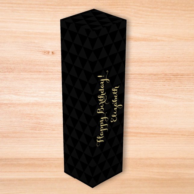 Uber Cool Black Triangles Personalized Birthday Wine Box (Uber Cool Black Triangles Personalized Birthday Wine Box)