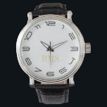 Uber Cool Mens Classic Monogrammed Initials Watch<br><div class="desc">Custom, personalized, men's classic vintage look black leather strap, alloy case, wrist watch. A timepiece that will never go out of style. Simply type in the initials. Go ahead create a wonderful, custom watch for the special men in your life - dad, groom, husband, brother, grandfather, boyfriend. Makes a great...</div>