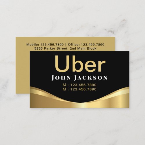 Uber Driver Minimalist Typography Elegant Black  Business Card