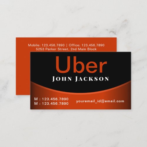 Uber Driver Professional Black Minimalist Business Card